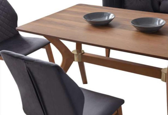 Zwart-bruine eetkamerset Chesterfield hoekbank design eettafel