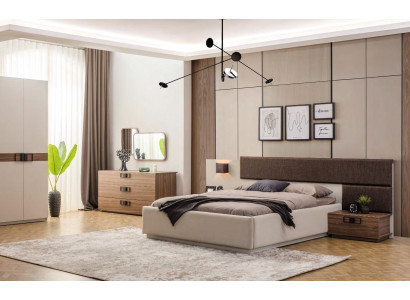 Designer Slaapkamer Set Modern Groot Bed Houten Commode Nachtkastje