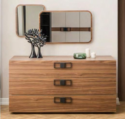 Designer Slaapkamer Set Modern Groot Bed Houten Commode Nachtkastje