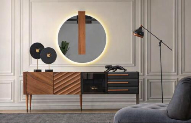 Bruin-zwarte luxe dressoir designer 3 laden commode houten meubels