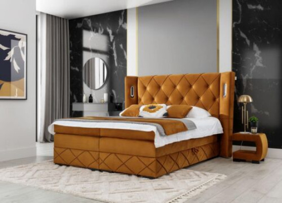 Bruin exclusief Chesterfield bed gestoffeerde nachtkastjes designmeubels