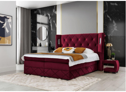 Ontwerp Slaapkamer Set 6-delig Compleet Bed Nachtkastje Hout Modern Bed met bekleding