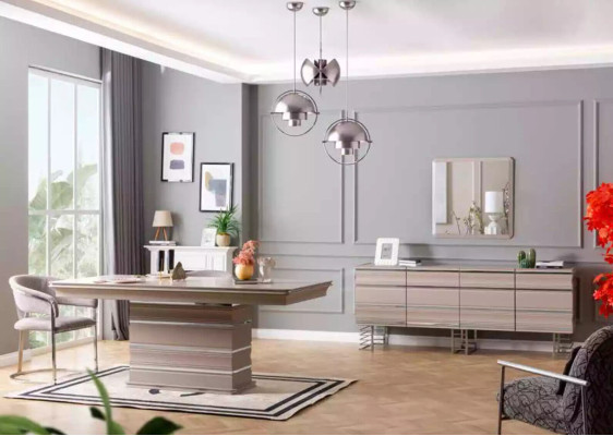 Tafel 6x Stoelen Dressoir Spiegel 9-delige eetkamer set groep garnituur