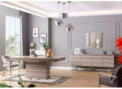 Tafel 6x Stoelen Dressoir Spiegel 9-delige eetkamer set groep garnituur