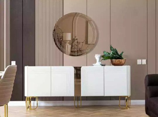 Eetkamer Set Tafel 6x Stoelen Dressoir Spiegel 9-delige Groep Set