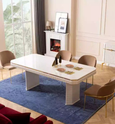Eetkamer Set Tafel 6x Stoelen Dressoir Spiegel 9-delige Groep Set
