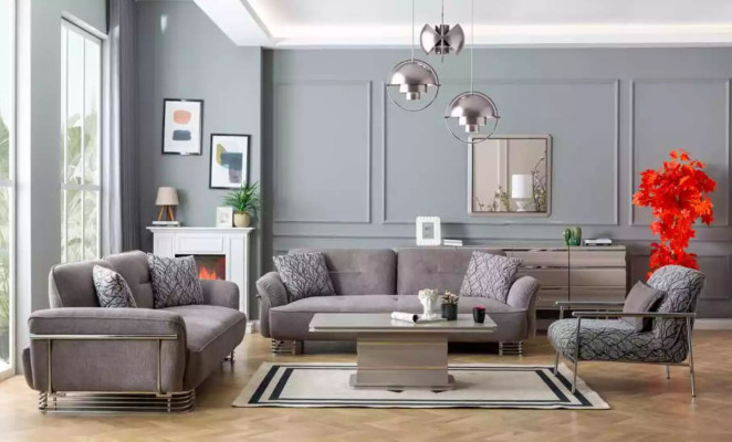 Bank 3-zits Stof Woonkamer Ontwerp Modern Nieuw Luxe wit grijs