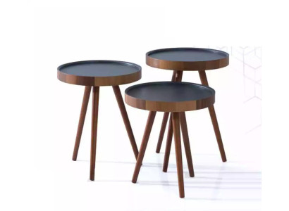 Bijzettafel 3-delige set bruin Salontafel Rond Bijzettafel Modern Luxe