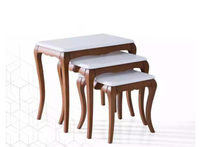 Bijzettafel 3x Woonkamer Meubels Materiaal Hout wit Design Modern