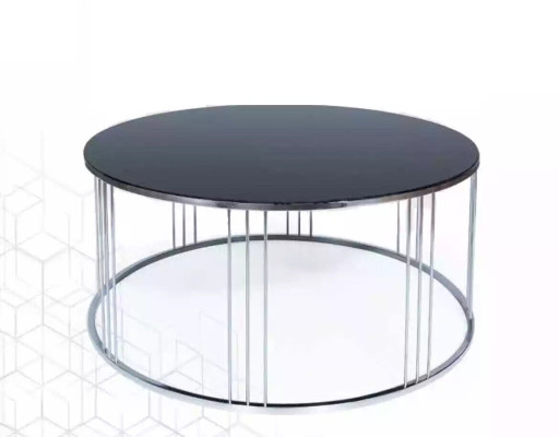Salontafel meubel luxe nieuw zwart modern woonkamer design roestvrij staal.