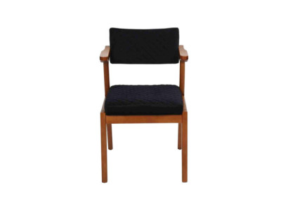 Zwart-bruine eetkamerstoelen voor één persoon met armleuningen, ontworpen, nieuw.