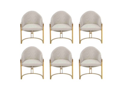 Moderne 6x stoelen Beklede eetkamerstoel Metalen keukenstoel Wit Stijlvol