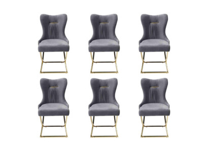 Stijlvolle eetkamer 6x stoelen Luxe fauteuil Stoel grijs Fauteuil Woonkamermeubels nieuw