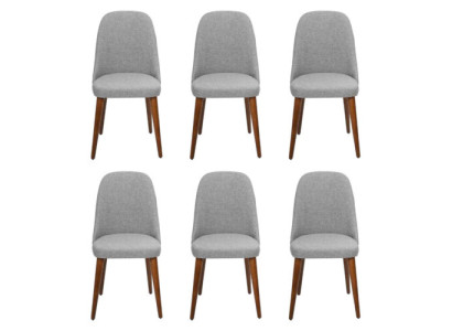 Stoelontwerper 6x Stoelen Houten stoel Grijs Eetkamerstoel Luxe Hout Nieuwe meubels