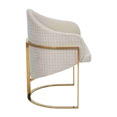 Moderne 4x stoelen gestoffeerde eetkamerstoel van metaal, wit, stijlvol.