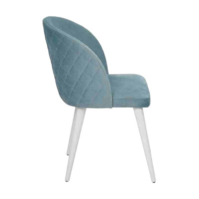 Luxe eetkamer hout 6x stoelen blauw armloos nieuw ontwerp gestoffeerde stoel