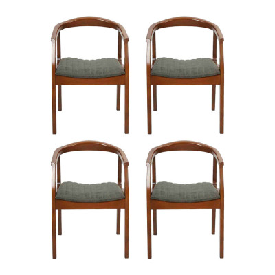 Moderne stoel bruin ontwerp woonkamer eetkamer hout 4x stoelen gestoffeerd nieuw