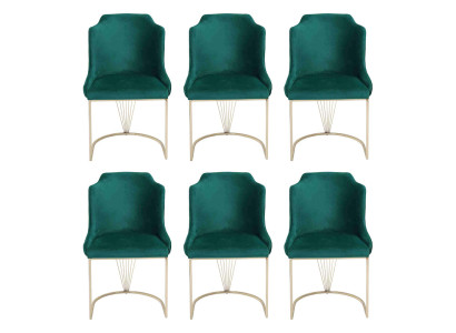 Luxe designer groene eetkamerstoel 6x stoelen enkele zits moderne eetkamer.