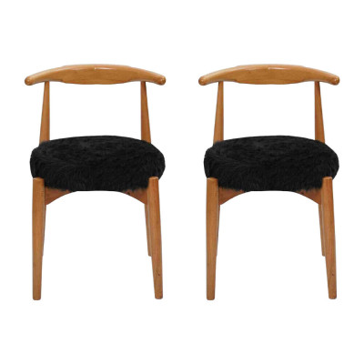 Luxe eetkamer hout 2x stoelen bruin zonder armleuning design gestoffeerde stoel