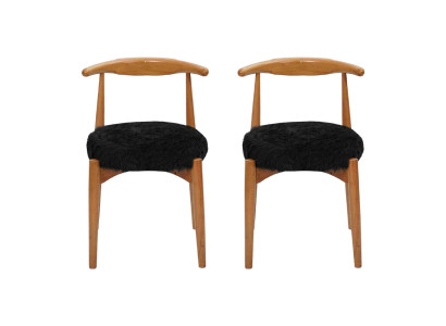 Luxe eetkamer hout 2x stoelen bruin zonder armleuning design gestoffeerde stoel