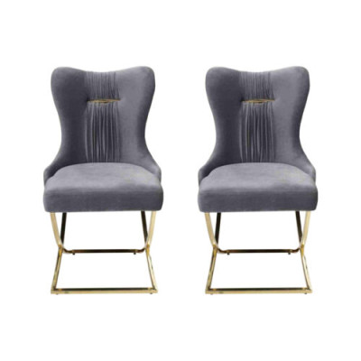 Eetkamer 2x stoelen Luxe fauteuil Stoel Grijs Leunstoel Woonkamer meubels Nieuw