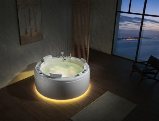 Luxe whirlpool bad ronde badkuip met verlichte waterval LED-verlichting .