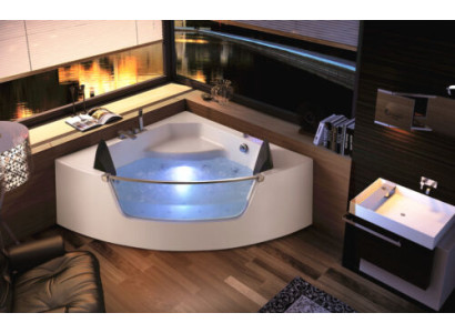 Whirlpool badkuip glas LED licht armaturen hoekbad badkuip