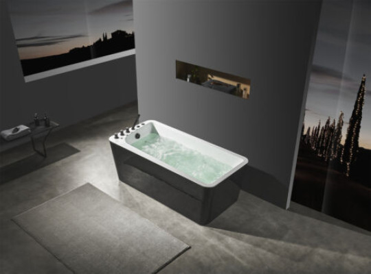 Luxe badkuip Zwart Witte bad 170x80 met complete armaturen