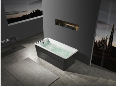 Luxe badkuip Zwart Witte bad 170x80 met complete armaturen