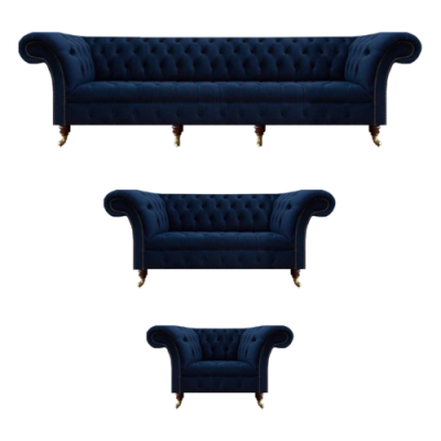 Ontwerpmeubels Compleet 3-delige woonkamersofa's bank Chesterfield 4+2+1 Textiel