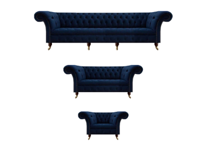 Ontwerpmeubels Compleet 3-delige woonkamersofa's bank Chesterfield 4+2+1 Textiel