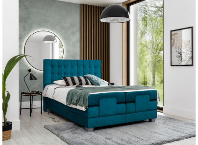 Slaapkamer Bed Gestoffeerd Bed Modern Blauw Tweepersoonsbed Ontwerp Textiel Luxe