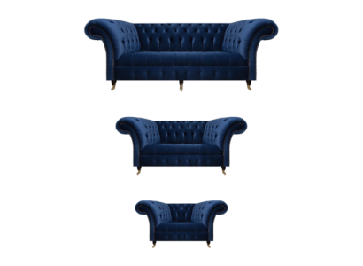 Woonkamer 3-delige luxe complete banken Chesterfield textiel inrichting fauteuil