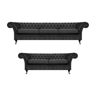 Chesterfield meubels voor woonkamerbankstelset van 2 stuks compleet interieur 3+2