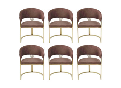 Garnituur Bruin Stoel Compleet Design Modern Set Nieuw 6x Stoelen Stoel Bekleding