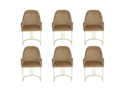 Groep Set 6x Stoel Stoel Ontwerp Stof Beklede Stoelen Eetkamer Textiel