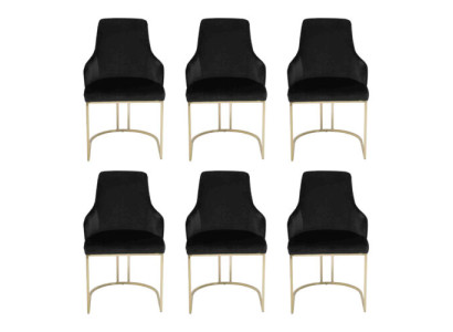 Luxus 6x Stoelen Zwart Eetkamerstoel Designer Meubels Modern Stoelen Nieuw