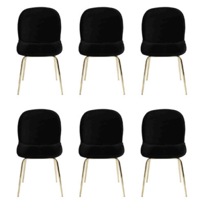 Groep van 6 stoelen met textiel bekleding en roestvrijstalen frame voor de eetkamer, nieuw.