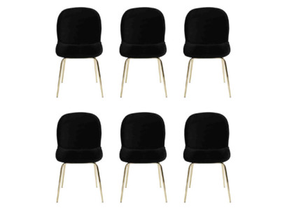 Groep van 6 stoelen met textiel bekleding en roestvrijstalen frame voor de eetkamer, nieuw.