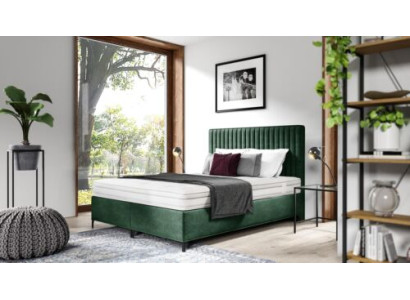 Luxe boxspringbed slaapkamer gestoffeerd bed inrichting textiel 160x200cm hout