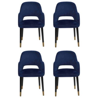 Luxe 4x stoelen Luxe blauw keukenmeubilair Designer eetkamerstoel Houten meubels