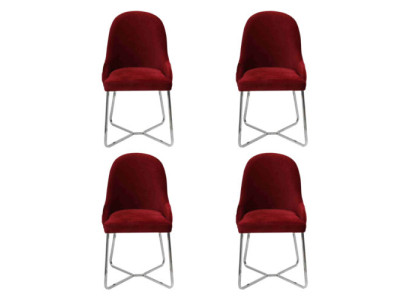 Moderne stoelen Luxe eetkamer inrichting Rood 4x stoelen Meubels Eetkamerstoel