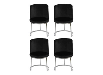 Zwarte designerstoelen 4x met roestvrijstalen poten Moderne eetkamerstoelen