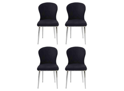 Groep Set 4x Stoel Stoel Ontwerp Stof Beklede Stoelen Eetkamer Textiel