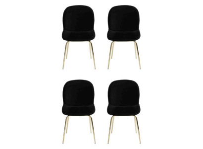 Garnituurgroep Zwarte Stoelen 4x Stoel Set Textiel Bekleding Zitplaats Roestvrij Staal