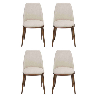 Witte eettafel set Designer 4x keukenstoelen Luxe zitmeubelen Houten frame
