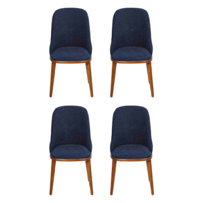Stijlvolle blauwe eetkamerstoelen met designer houten frame Moderne keukenstoel