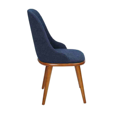 Stijlvolle blauwe eetkamerstoelen met designer houten frame Moderne keukenstoel