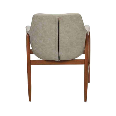 Eetkamerstoel 2x stoelen Keukenstoel Armstoel Hout Stof Modern Grijs Stoel