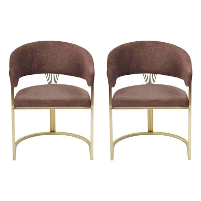 Moderne eetkamer 2x stoelen designer luxe roestvrijstalen elementen textiel nieuw